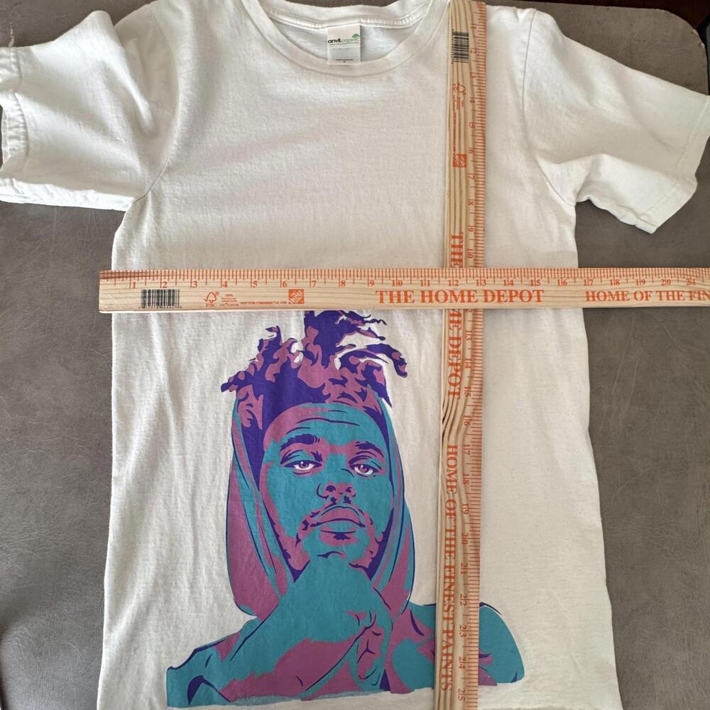 The Weeknd Shirt Mens Small Cream Organic Cotton Graphic Anvil Tee Pop Art - Picture 7 of 9